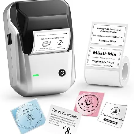 NIIMBOT B1 Tragbarer Etikettendrucker mit wasserdichten, selbstklebenden Etiketten – Ideal für Schule, Preisschilder, Adressen, Silber
