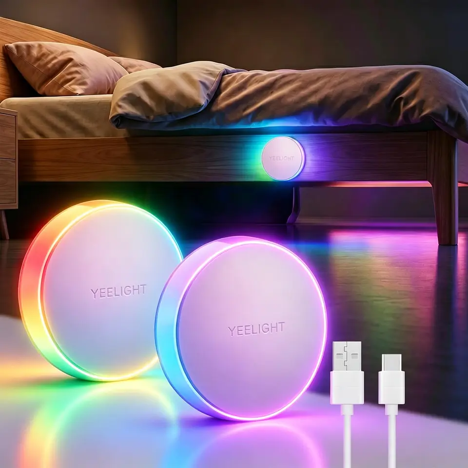 Yeelight Nachtlicht mit Bewegungssensor – Wiederaufladbar, Farbwechsel (RGB & Warmweiß), bis zu 3 Monate Laufzeit, 2er Pack