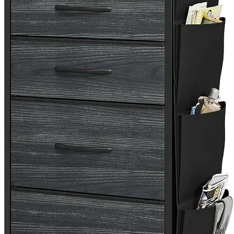 YITAHOME Kommode mit 5 Stoffschubladen, Aufbewahrungsschrank für Schlafzimmer, Wohnzimmer, Flur und Büro, Schwarz