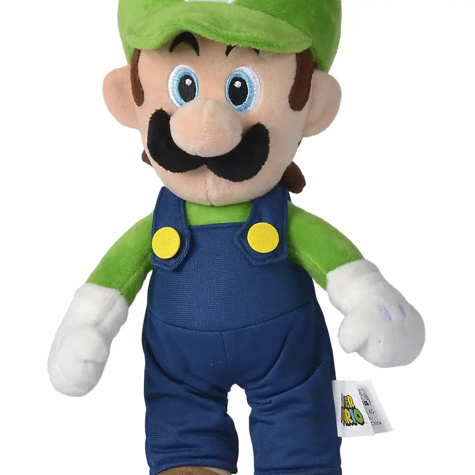 Simba Super Mario Luigi Plüschfigur – Kuscheltier, 30 cm, für Kinder & Fans, grün-blau