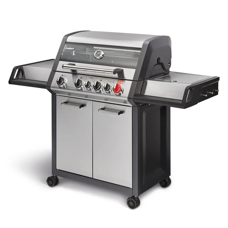 Enders® Gasgrill Monroe Pro 4 SIK Turbo mit 4 Edelstahlbrenner, Seitenkocher, Infrarot-Backburner, Sichtfenster, HEAT RANGE™, Switch Grid™, 800°C Turbo Zone™, Simple Clean™, #8378