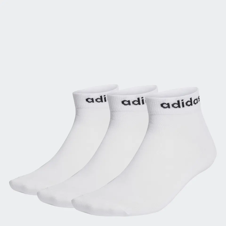 adidas Unisex Think Linear Ankle Socks 3 Pairs, White/Black, 40-42