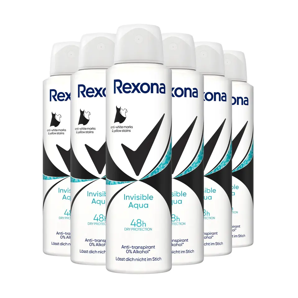 Rexona Women Anti Transpirant Spray Invisible Aqua 6x150 ml gegen Körpergeruch und Achselnässe