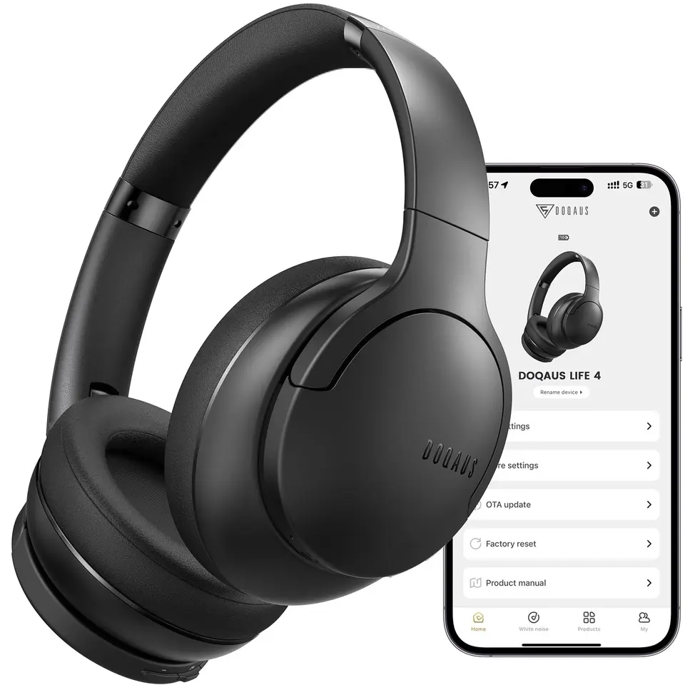 DOQAUS Bluetooth Kopfhörer, kabellos, 90 Stunden Laufzeit, Schwarz