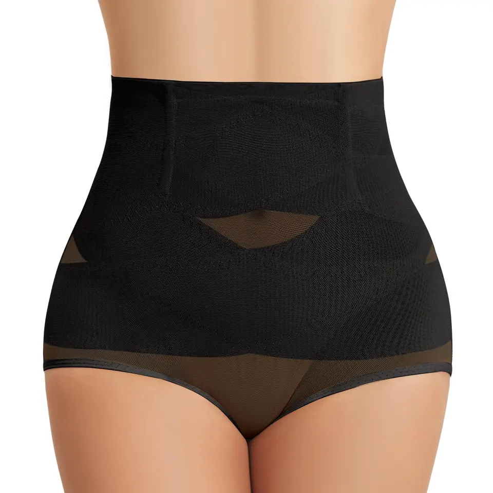 Niwicee Shapewear Damen Bauchweg Unterhose, hohe Taille, nahtlos, elastisch, Körperformend, Schwarz, Größe XL
