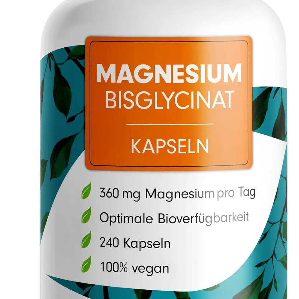 Magnesium Bisglycinat Kapseln 240x - 3000 mg, 360 mg elementares Magnesium pro Tag - vegan - Laborgeprüft