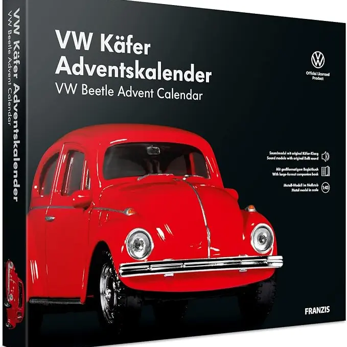 FRANZIS VW Beetle Advent Calendar, Metal Model Kit 1:43 with Sound Module and 52-Page Book