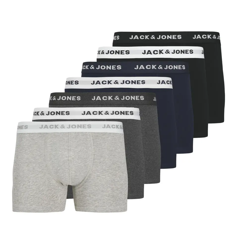 JACK & JONES Herren Trunks 7er Pack – Bequeme Baumwoll-Unterhosen mit Elastikbund