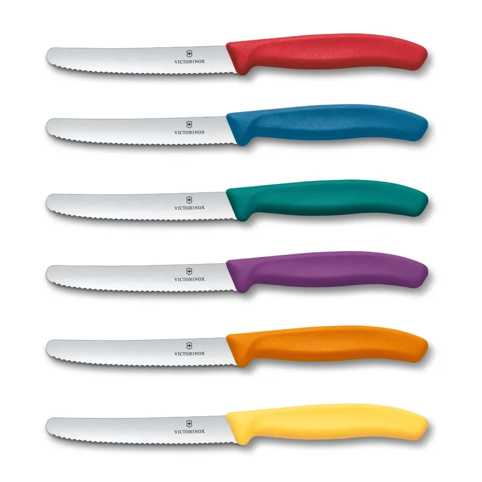 Victorinox 6x Frühstücksmesser 11 cm Wellenschliff, Tomatenmesser