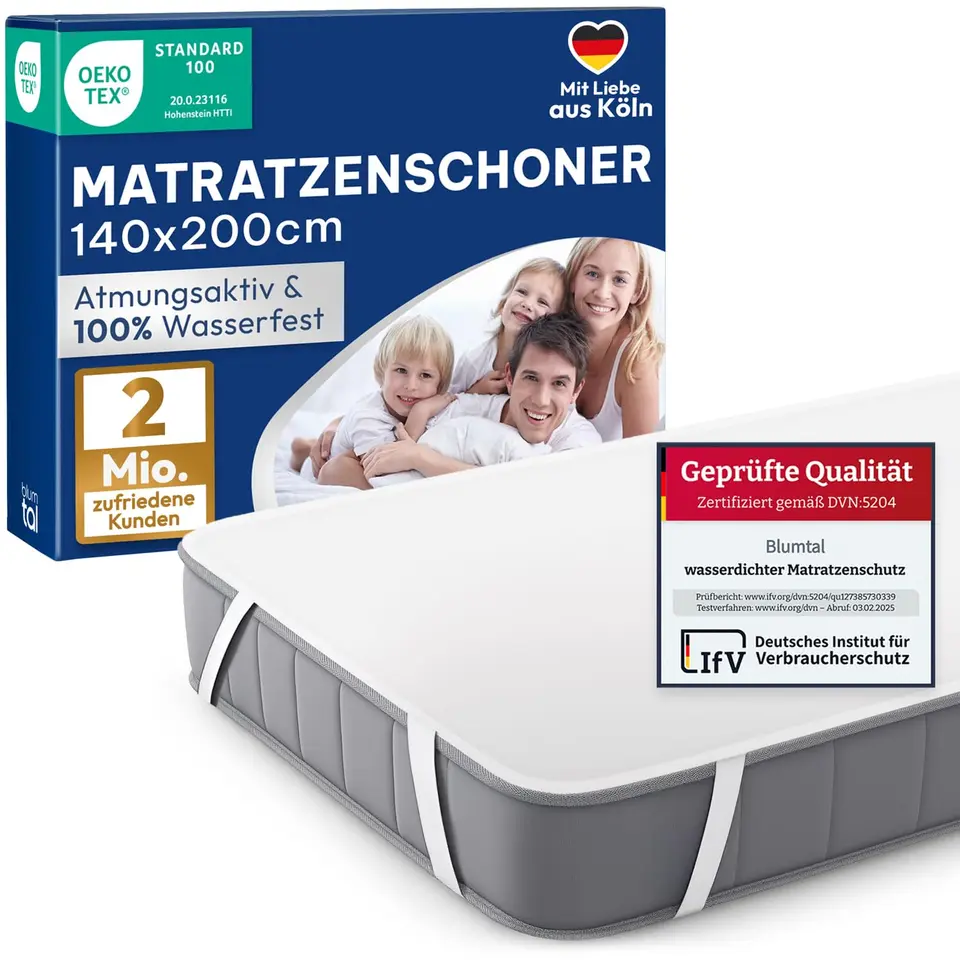 Blumtal Matratzenschoner 140x200cm - wasserdichte, waschbare Matratzenauflage aus Baumwolle, Oeko-TEX, schützt vor Bettwanzen