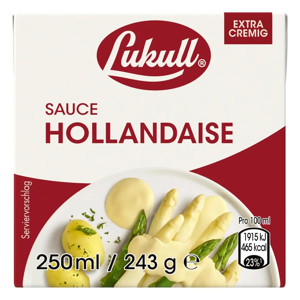 Lukull Hollandaise Sauce 250 ml, cremige Sauce zu Spargel, Gemüse, Fleisch & Fisch, 12 Stück