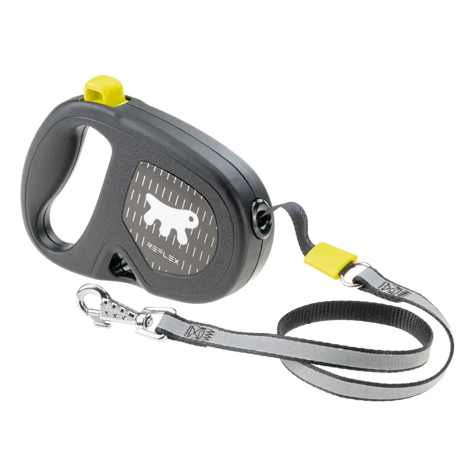 Ferplast Reflektierende Hundeleine Flippy ONE Reflex, Rollleine für kleine Hunde bis 12 kg, max. 4,5 m, gelb