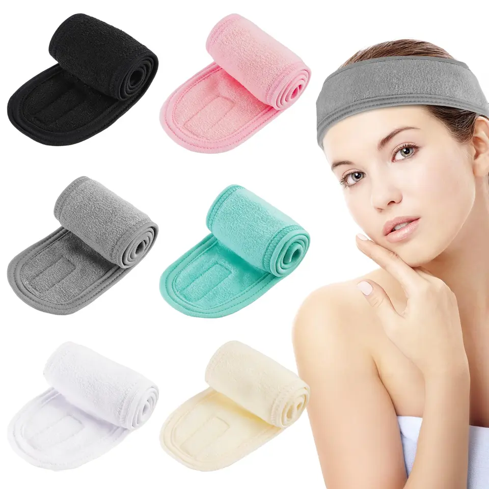 JINGIHE 6 Stück Damen Kosmetik Haarbänder mit Klettverschluss, Mehrfarbig