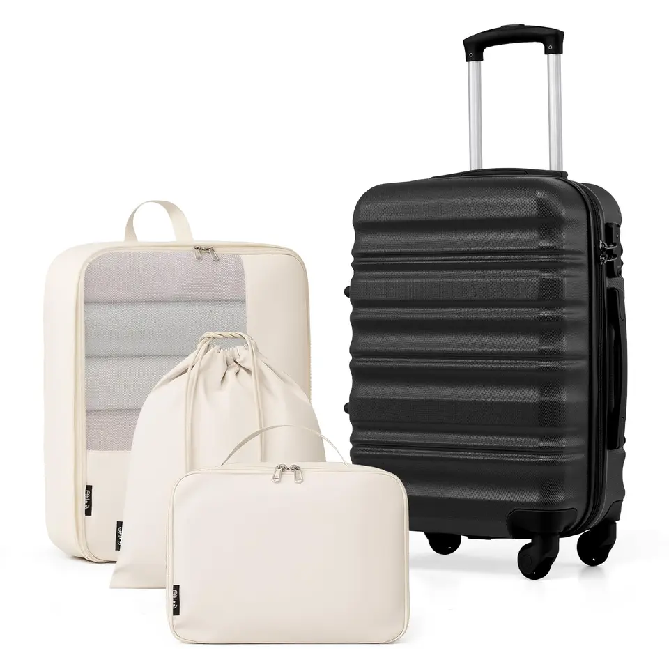 COOLIFE 20" Kofferset 4-tlg. Hartschalenkoffer mit YKK-Reißverschluss, 360° Spinner-Räder, TSA-Schloss, Reise-Set für Wochenendausflug