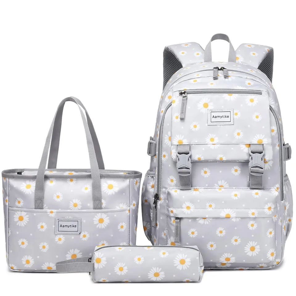 Aamytike Schulrucksack für Mädchen, wasserfest, inklusive Lunchpaket - 3-teiliges Set