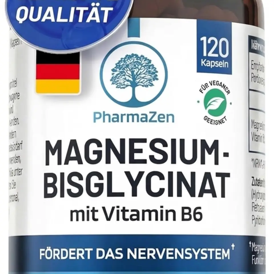 Magnesium Bisglycinat mit Vitamin B6 – Hochdosiert 1500 mg – 120 Kapseln