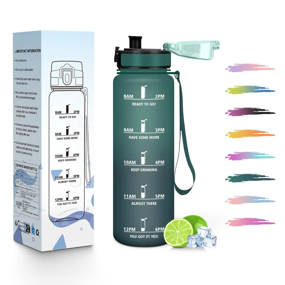 HoneyHolly Trinkflasche Kinder 500 ML, auslaufsicher, mit Zeitskala für Schule, Sport & Freizeit