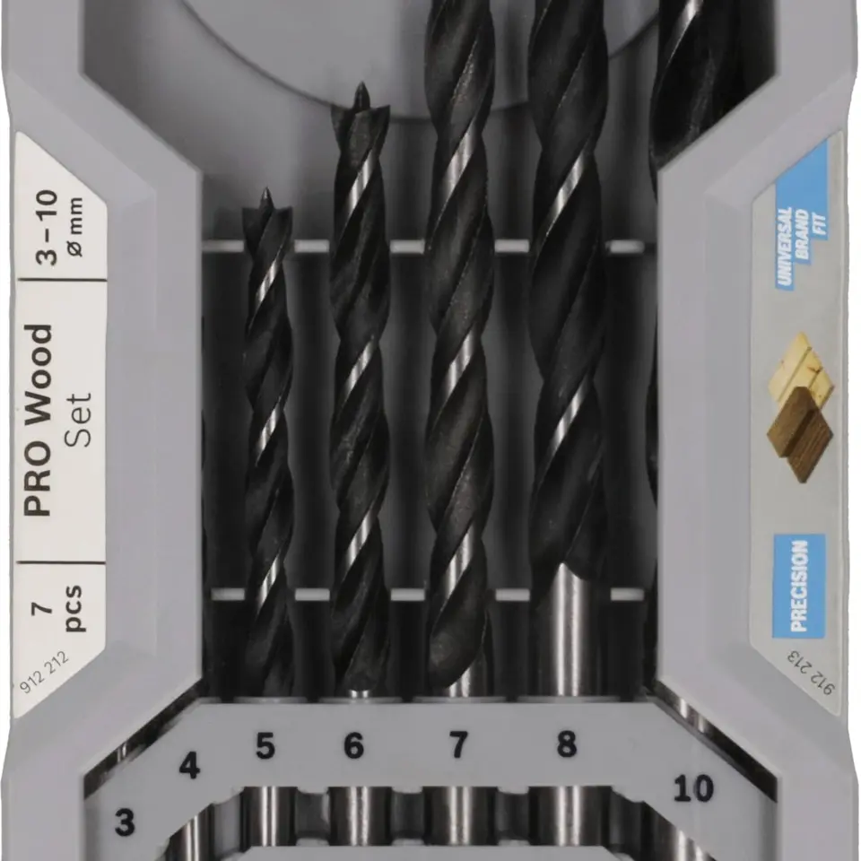 Bosch Professional 7-tlg. Holzspiralbohrer Set (3,0–10,0 mm) für Holz, Zubehör für Bohrschrauber