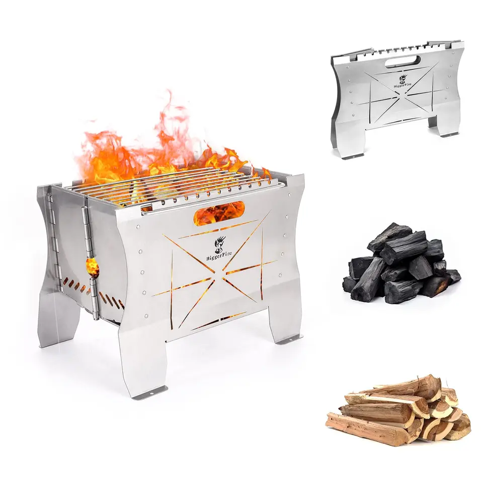 Edelstahl Klapp-Grill mit Grillrost & Aufbewahrungstasche für Outdoor & Camping