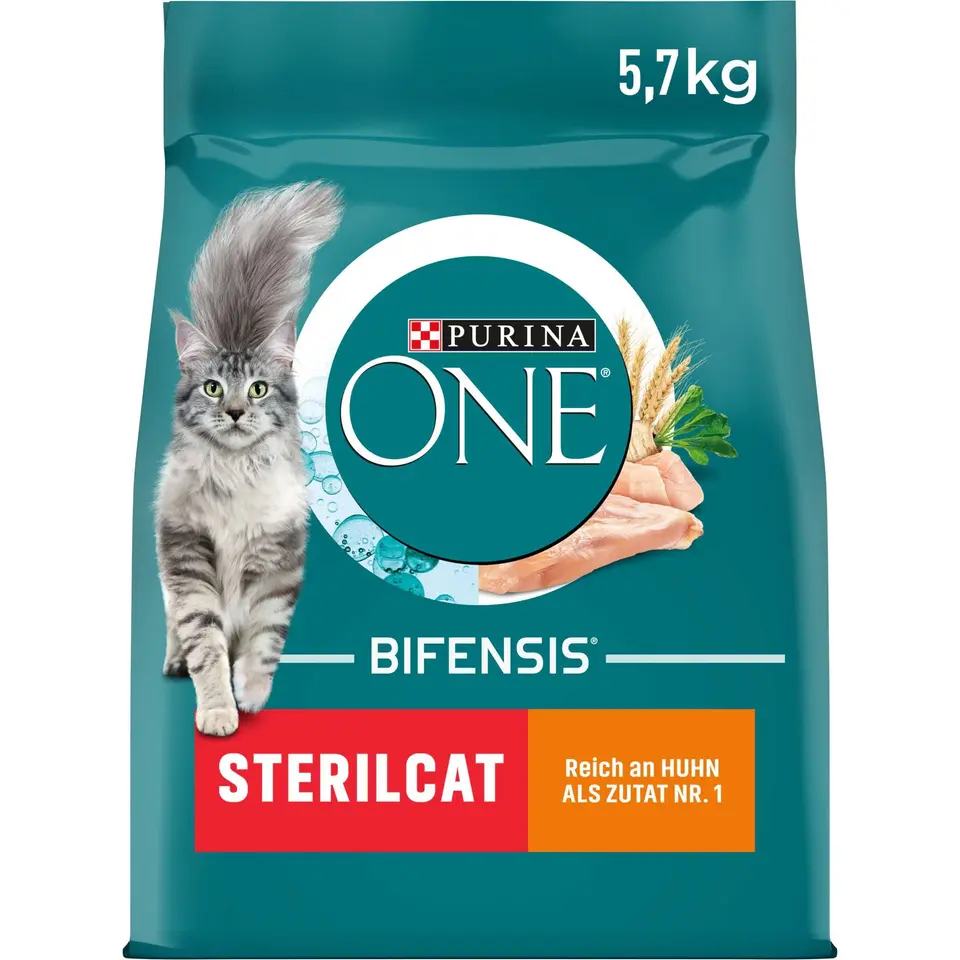 PURINA ONE BIFENSIS STERILCAT Katzenfutter trocken für sterilisierte Katzen, mit Huhn, 5,7kg