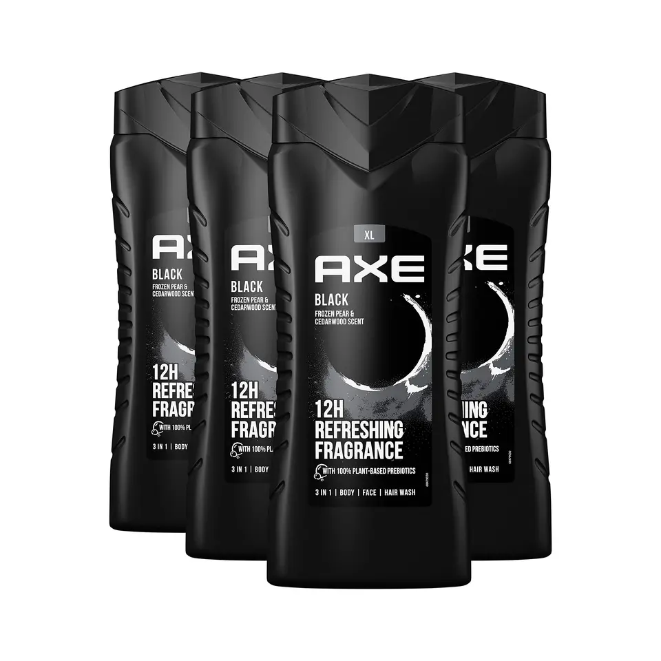 AXE 3-in-1 Duschgel & Shampoo Black XL – für Körper, Gesicht & Haar, 4 Stück