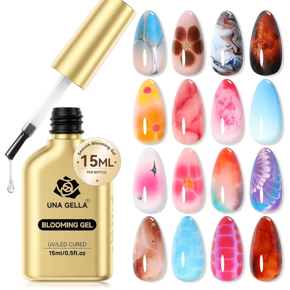 UNA GELLA Blooming Gel 15 ml transparent für Nageldesigns, UV/LED, Soak Off, für Home & Nagelstudio