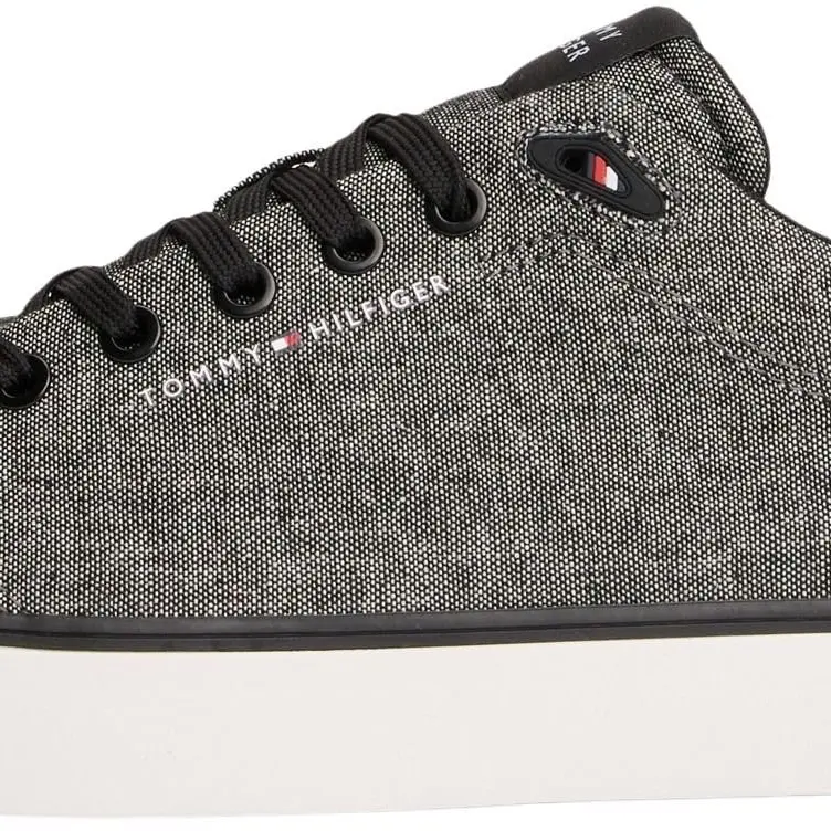 Tommy Hilfiger Herren Sneaker Chambray Low Top, Schwarz, Größe 42
