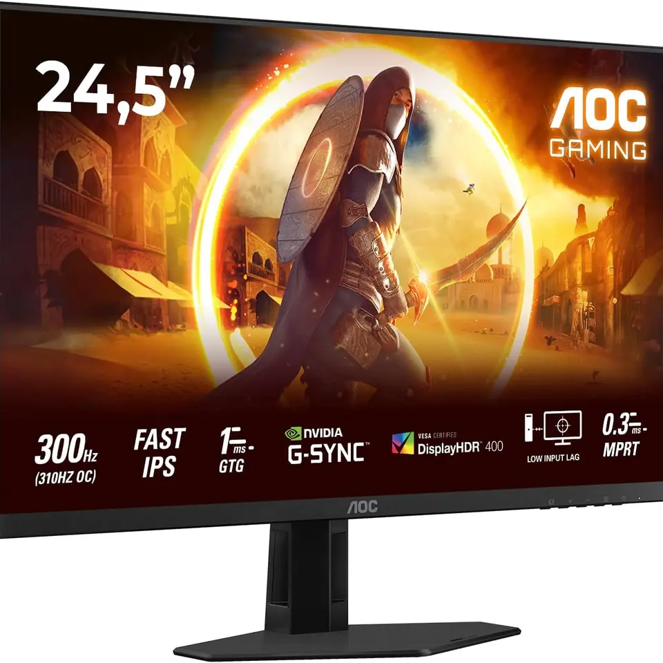 AOC Gaming 25G4SRE - 25 Zoll Full HD Monitor, 300 Hz, G-Sync, HDR400, schwarz-rot