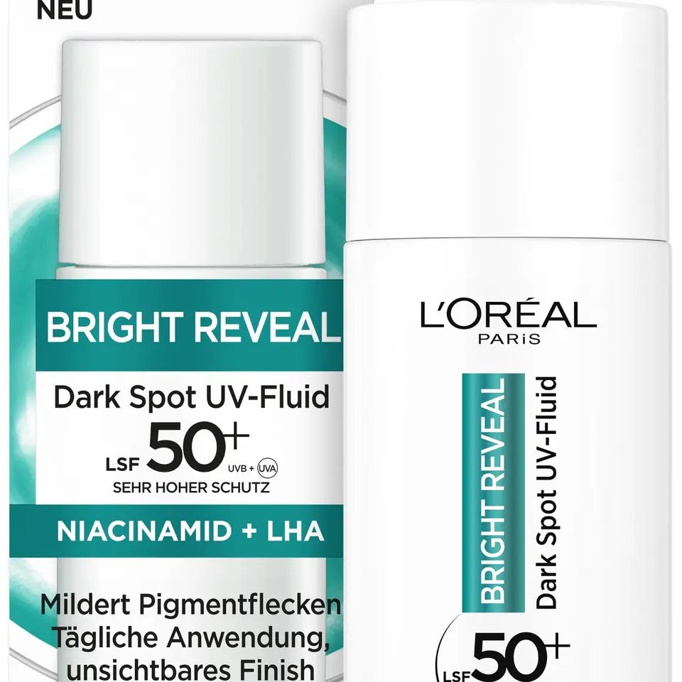 L'Oréal Paris UV Fluid LSF 50 – Sonnenschutz, gegen Falten & Pigmentflecken, mit Vitamin C & E, 50 ml