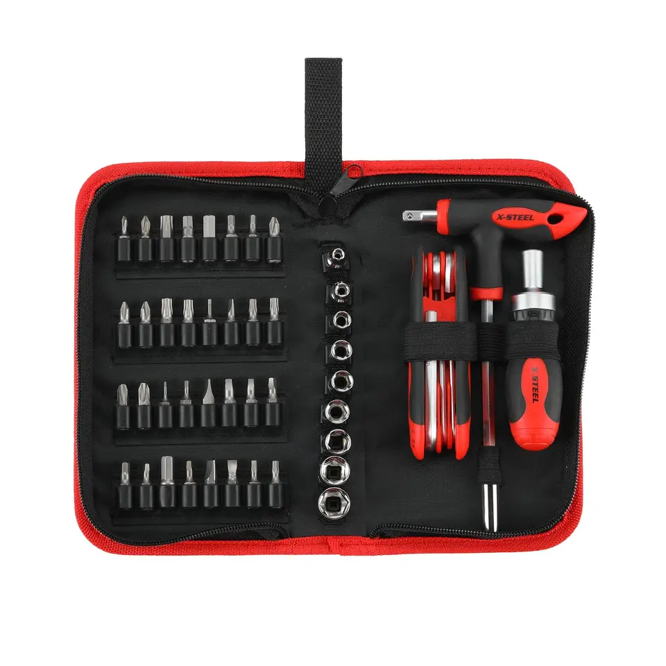 X-STEEL 44-tlg Schrauberbit-Set, 25mm Bits, Magnethalter & Schnellwechsel, CR-V Stahl, robuste Aufbewahrungsbox