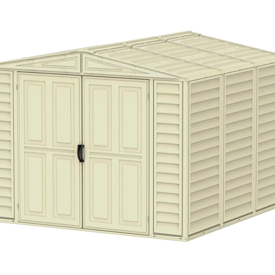 Duramax DuraMate Kunststoff Gerätehaus mit Metallfundament, Vinylüberdachung, Elfenbein, 8 x 8 (5.75 m²)