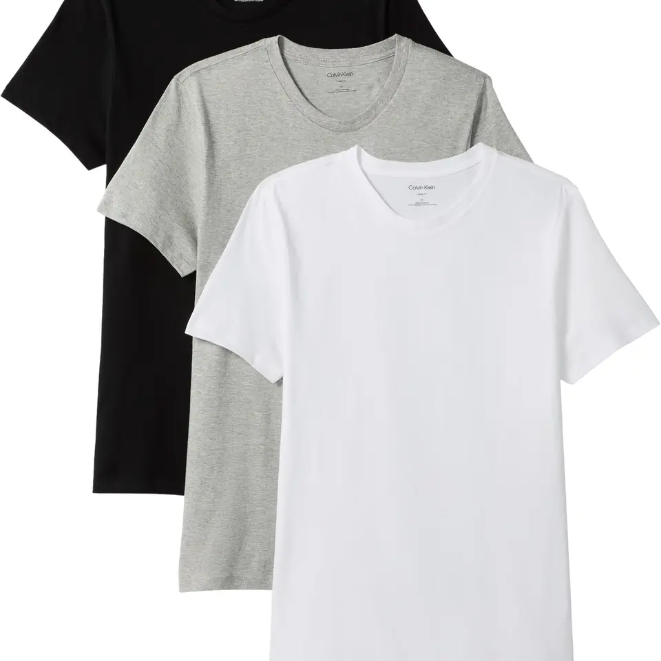 Calvin Klein Herren 3er Pack T-Shirts Kurzarm aus Baumwolle, Mehrfarbig (Black, White, Grey Heather), XXL