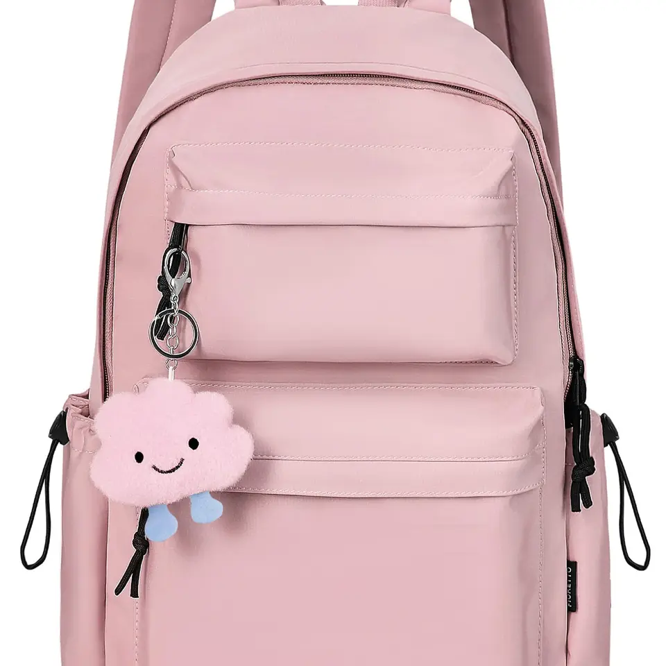 BECOJADDE Damen- und Mädcherrucksack, Wasserabweisend, 15,6-Zoll-Laptopfach, Großes Fassungsvermögen, Diebstahlschutz, Rosa