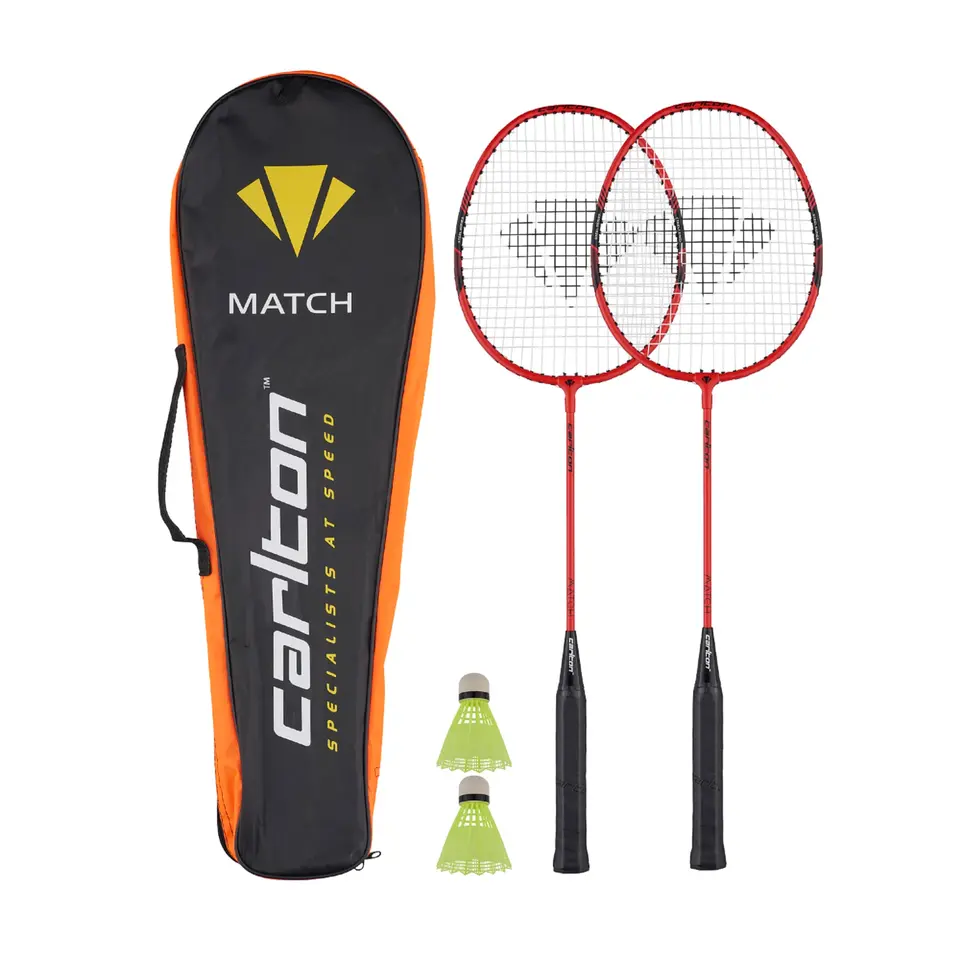 Carlton Badmintonset 2 Spieler (2 Schläger, 2 Bälle + Tasche) Rot/Schwarz