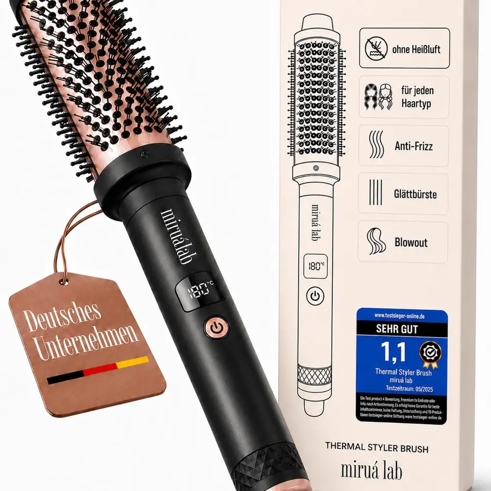 Thermobürste Anti-Frizz Glättbürste, ohne Heißluft, für jeden Haartyp, 120-200°C