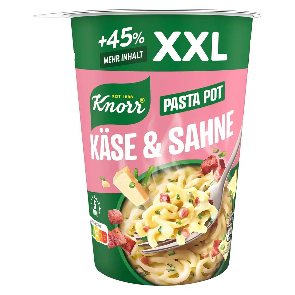Knorr Käse & Sahne XXL Pasta Pot – leckere Instant Nudeln 92 g
