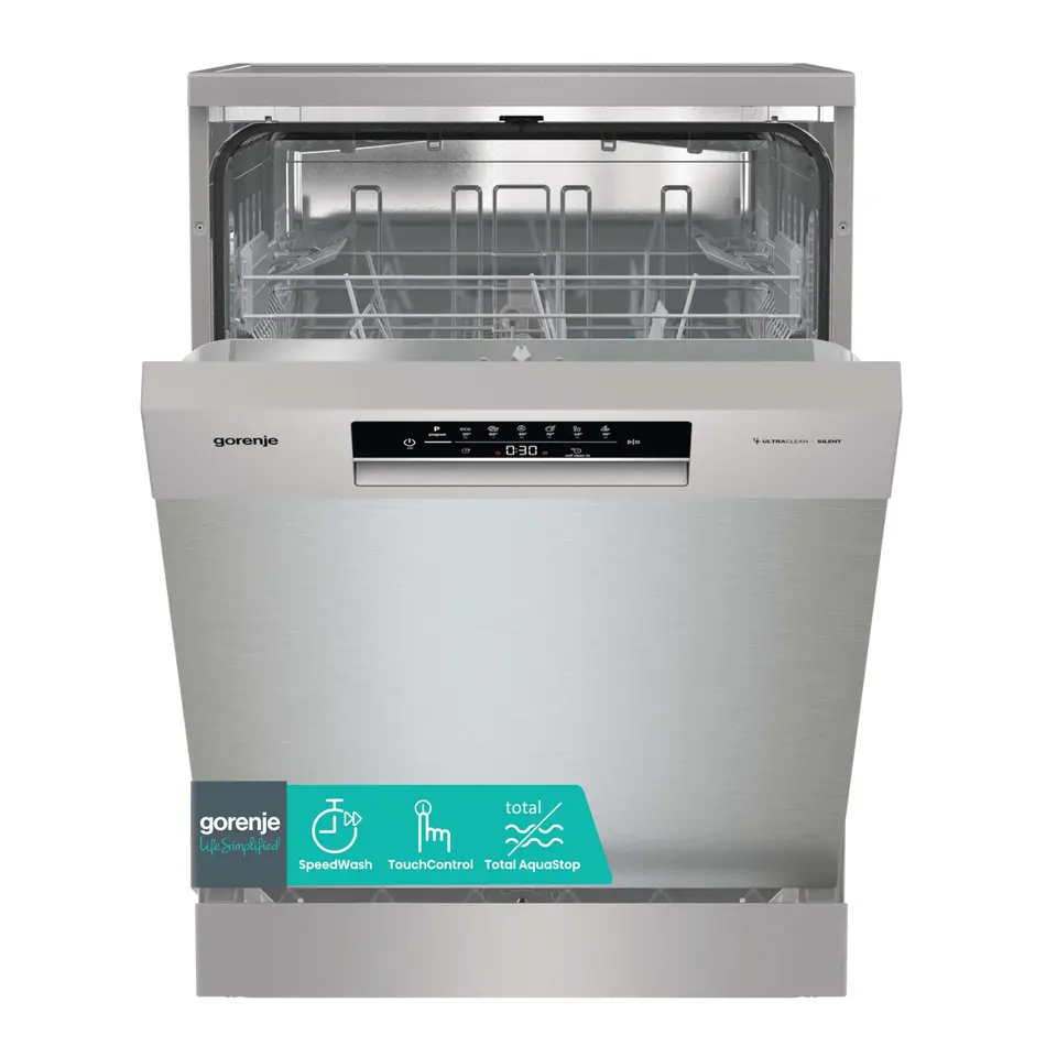 Gorenje GS642E90X Freistehender Geschirrspüler, 60 cm, 13 Maßgedecke, AquaStop, Hygiene, SpeedWash, Selbstreinigung, Besteckkorb