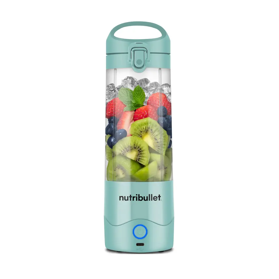 nutribullet Portable Smoothie Maker, 475 ml, kabellos, wiederaufladbar, zerkleinert Eis & Obst, Hellblau