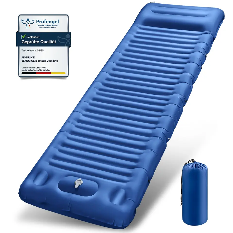 Isomatte Camping, 12 cm ultradicke Luftmatratze mit Fußpumpe