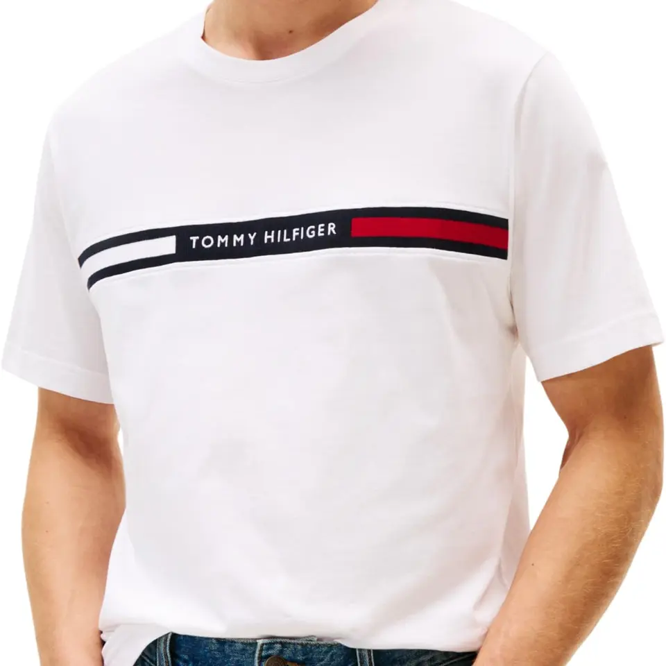 Tommy Hilfiger Herren T-Shirt Kurzarm, Weiß, XL