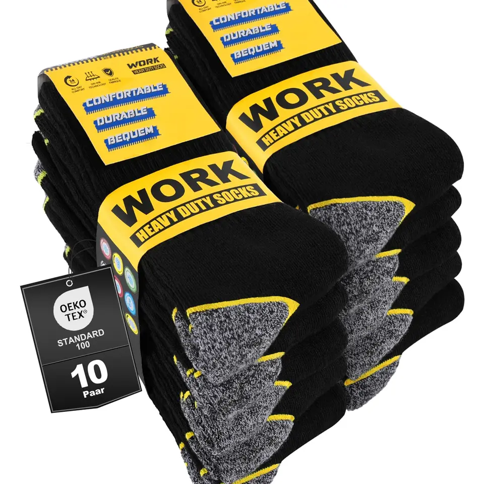 Effeet Arbeitssocken Herren, 10 Paar, Gepolstert & Verstärkt, WORK Socks