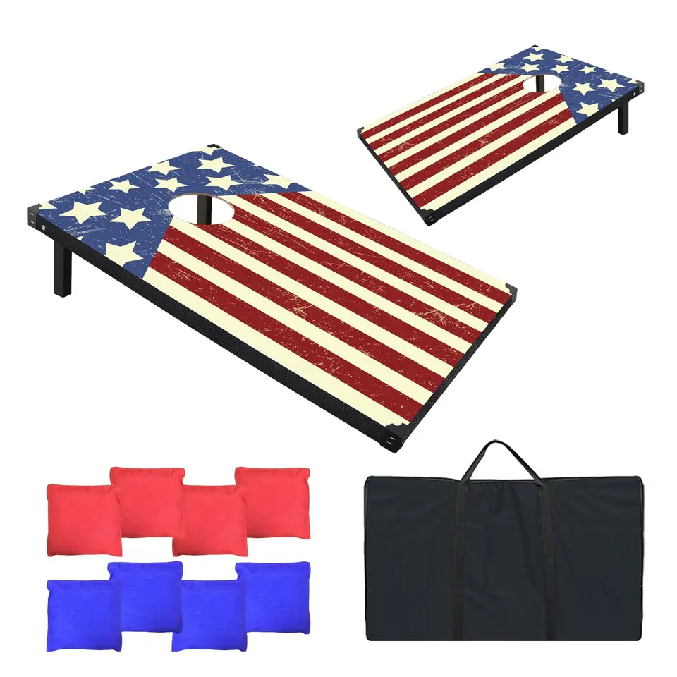 Cornhole Spiel mit 2 Boards, 8 Wurfbeuteln, Transporttasche – 91cm x 60cm, für Strand & Wettbewerbe, für Erwachsene