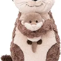 NICI Otter Kissen Oda & Odalina 40 x 20 cm - Weiches Plüschtier und Dekokissen in Beige & Grau, Tolle Geschenkidee