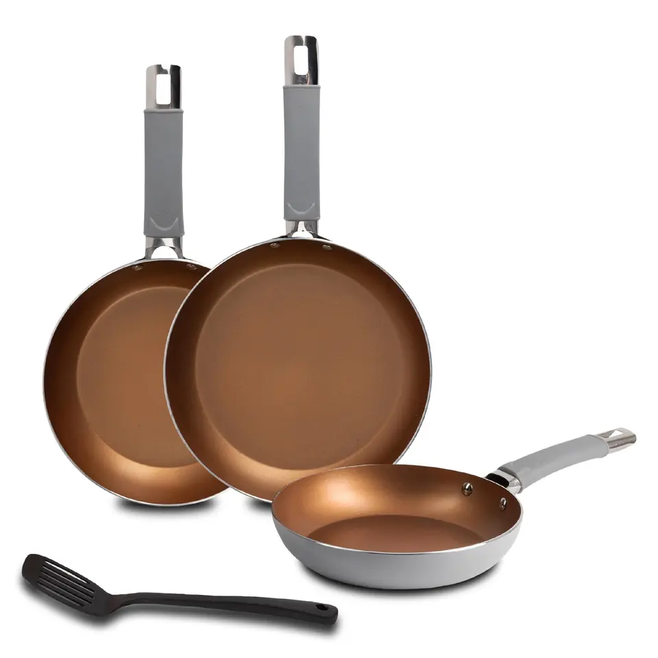 BERGNER Loja Reeco - 4-tlg. Pfannen-Set (18-22-26 cm) mit Spatula, Induktionskochgeschirr, hochwertige Qualität
