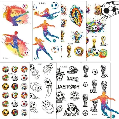 63 Stück Fußball Tattoos - Dekoration für Geburtstag und Party, Geschenke für Sportliebhaber