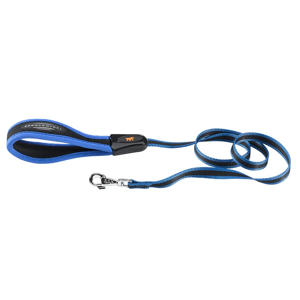 Ferplast ERGOCOMFORT Hundeleine aus Nylon, ergonomischer Griff, weich gepolstert, 120 cm lang, blau