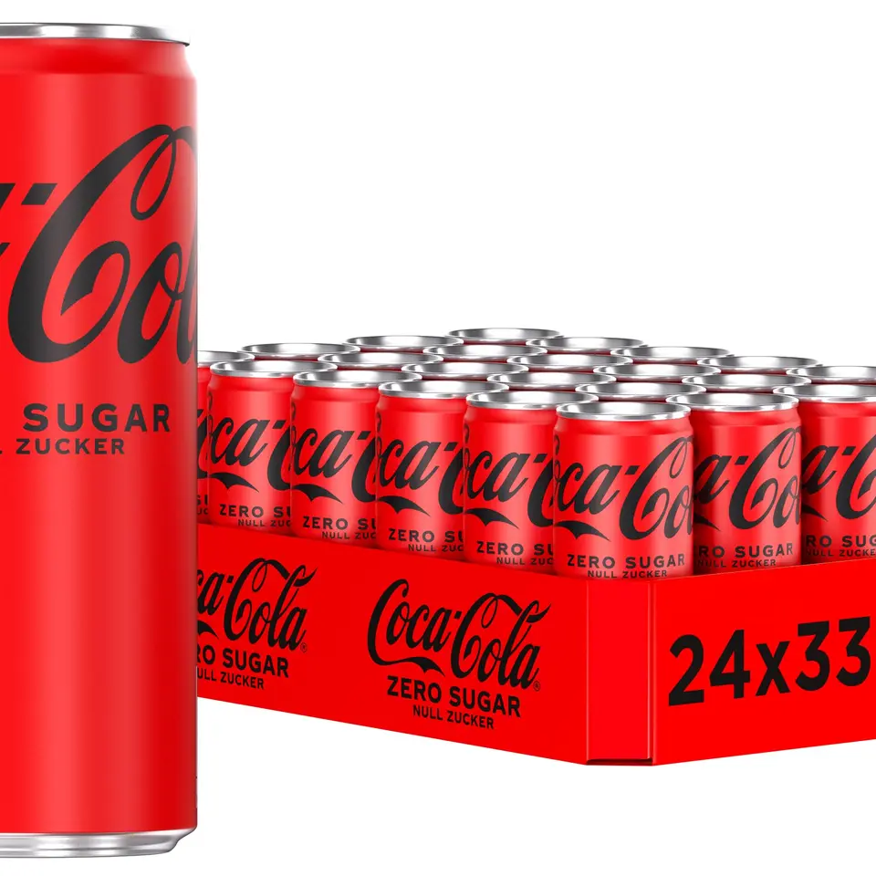 Coca-Cola Zero Sugar in stylischen Dosen (24 x 330 ml) – koffeinhaltiges Erfrischungsgetränk mit originalem Geschmack, null Zucker & Kalorien