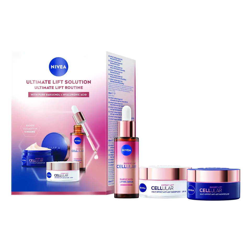 NIVEA CELLULAR Expert Lift Pflegeset, Tages-, Nachtcreme & Lift Serum für straffe, jüngere Haut