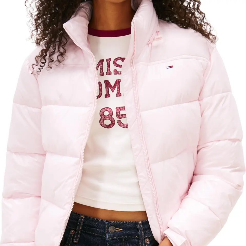 Tommy Jeans Damen Pufferjacke Essential, glänzend, Rosa (Light Pink), XL