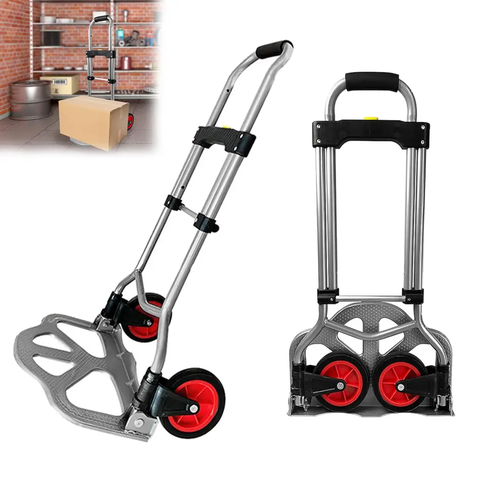 Suusolny Aluminium Sackkarre bis 80kg, Transportkarre, Handkarre, anti-rutsch Ladefläche mit Rädern & verstellbarem Griff